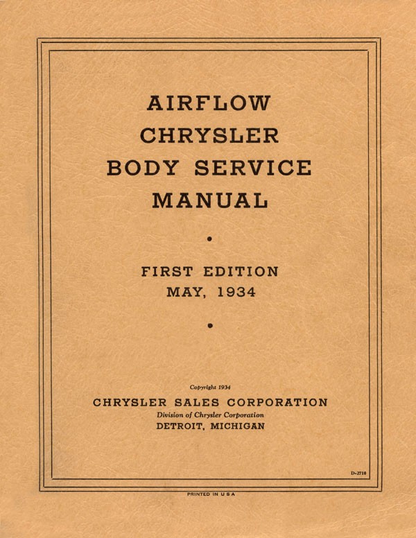 1934 Chrysler Airflow Body Service Manual
